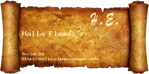 Halla Elemér névjegykártya